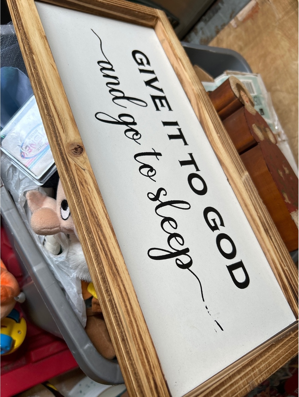 Main Event Wooden Framed Inspirational Wall Sign - 'Give It To God and Go to Bed